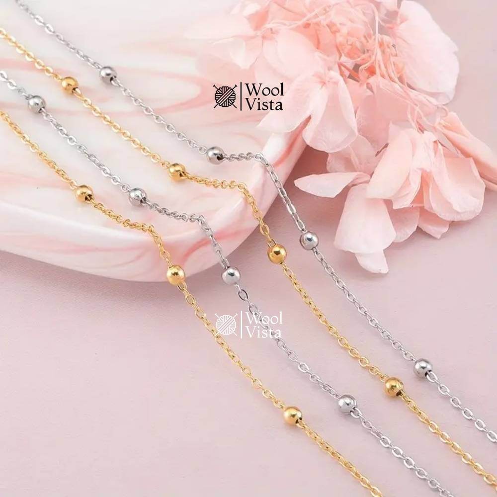 STAINLESS STEEL BEAD BALL CHAIN – DIY JEWELRY MAKING ACCESSORY- 1 METER