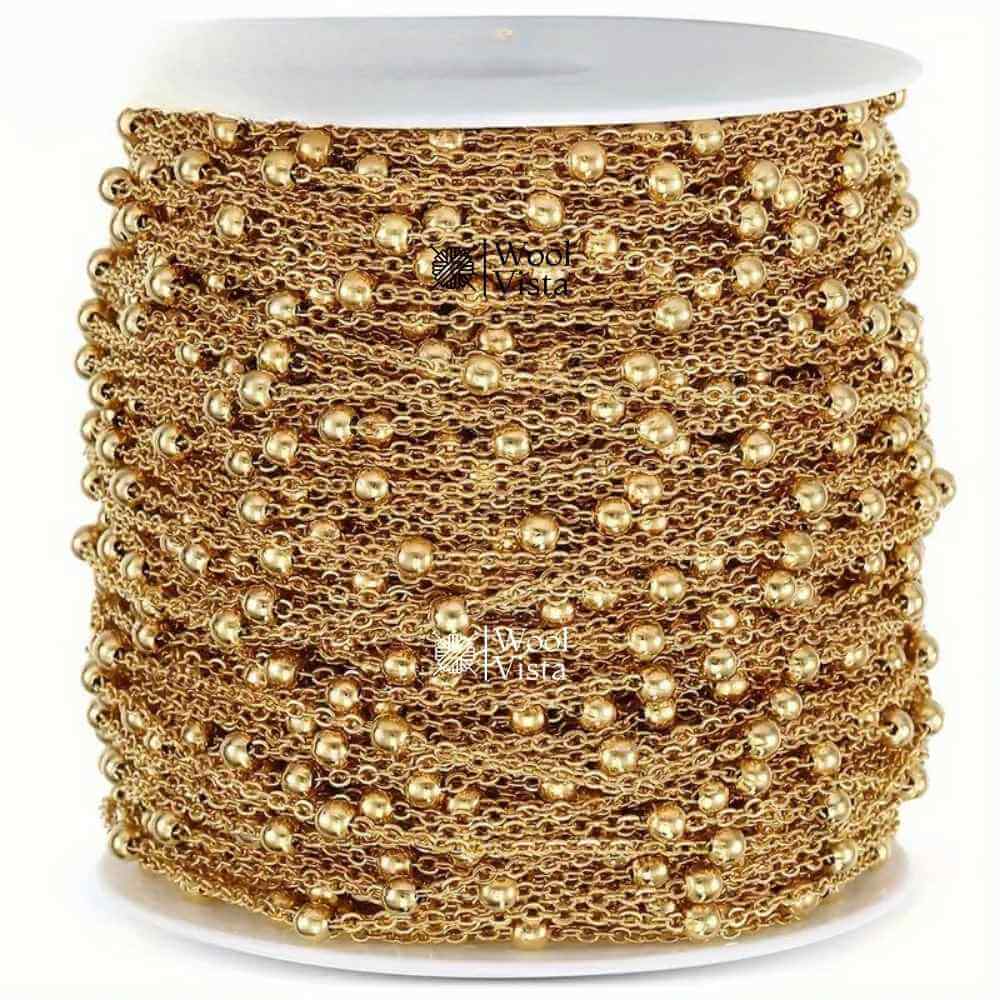 STAINLESS STEEL BEAD BALL CHAIN – DIY JEWELRY MAKING ACCESSORY- 1 METER