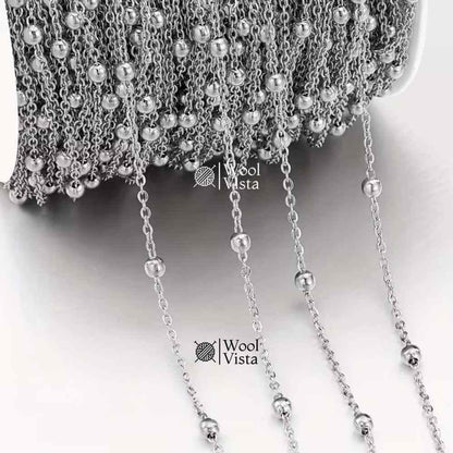 STAINLESS STEEL BEAD BALL CHAIN – DIY JEWELRY MAKING ACCESSORY- 1 METER