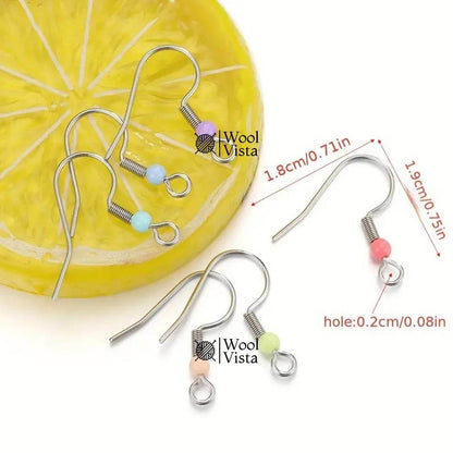 STAINLESS STEEL HOOK EARRINGS WITH DROP – SEMI-FINISHED EARRING ACCESSORIES (PACK OF 10)