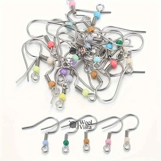 STAINLESS STEEL HOOK EARRINGS WITH DROP – SEMI-FINISHED EARRING ACCESSORIES (PACK OF 10)
