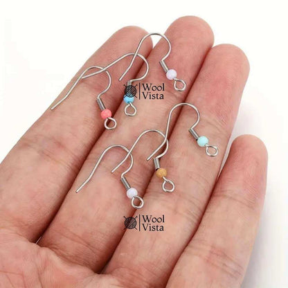 STAINLESS STEEL HOOK EARRINGS WITH DROP – SEMI-FINISHED EARRING ACCESSORIES (PACK OF 10)
