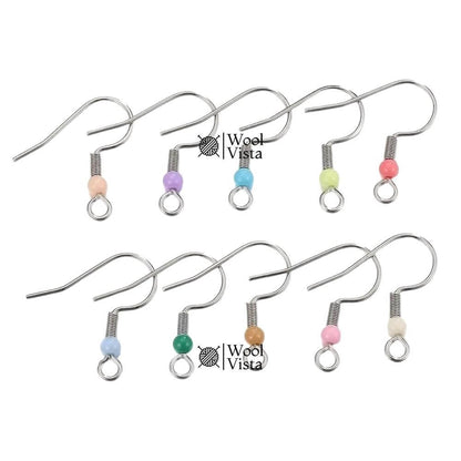 STAINLESS STEEL HOOK EARRINGS WITH DROP – SEMI-FINISHED EARRING ACCESSORIES (PACK OF 10)