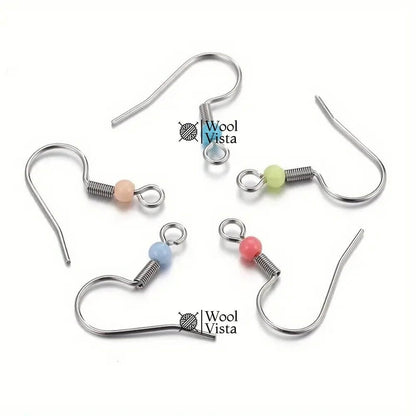 STAINLESS STEEL HOOK EARRINGS WITH DROP – SEMI-FINISHED EARRING ACCESSORIES (PACK OF 10)