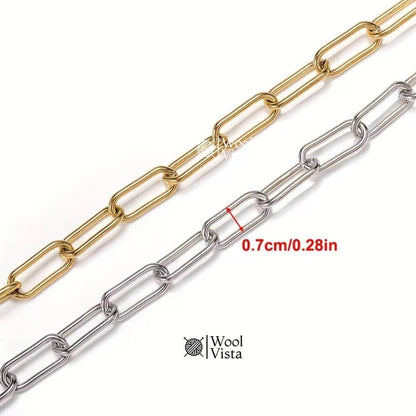 STAINLESS STEEL OVAL ROLO CHAIN – WIDE LINK DIY JEWELRY MAKING CHAIN FOR BRACELETS & NECKLACES 7MM - (1 METER)