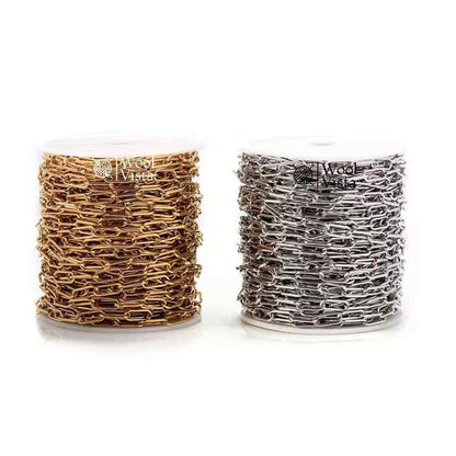 STAINLESS STEEL OVAL ROLO CHAIN – WIDE LINK DIY JEWELRY MAKING CHAIN FOR BRACELETS & NECKLACES 7MM - (1 METER)