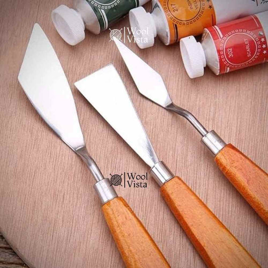 STAINLESS STEEL PAINTING SCRAPER – PALETTE KNIFE FOR OIL ACRYLIC & MIXED MEDIA ART (SET OF 3)