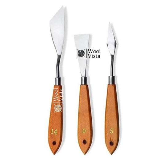 STAINLESS STEEL PAINTING SCRAPER – PALETTE KNIFE FOR OIL ACRYLIC & MIXED MEDIA ART (SET OF 3)