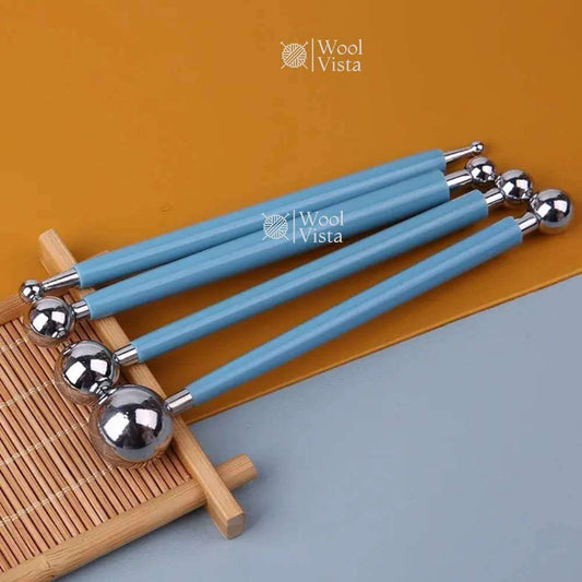 STEEL BALL CLAY SCULPTING TOOLS SET – 4PCS DOUBLE HEAD MODELING TOOLS FOR DIY CLAY, SCULPTING, CERAMICS & CRAFT PROJECTS