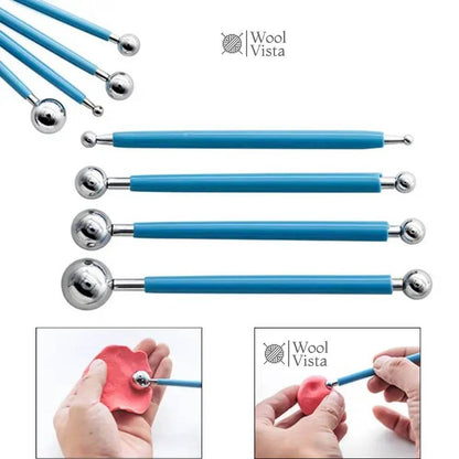 STEEL BALL CLAY SCULPTING TOOLS SET – 4PCS DOUBLE HEAD MODELING TOOLS FOR DIY CLAY, SCULPTING, CERAMICS & CRAFT PROJECTS