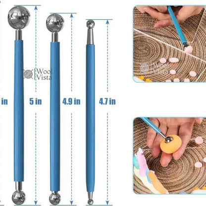 STEEL BALL CLAY SCULPTING TOOLS SET – 4PCS DOUBLE HEAD MODELING TOOLS FOR DIY CLAY, SCULPTING, CERAMICS & CRAFT PROJECTS