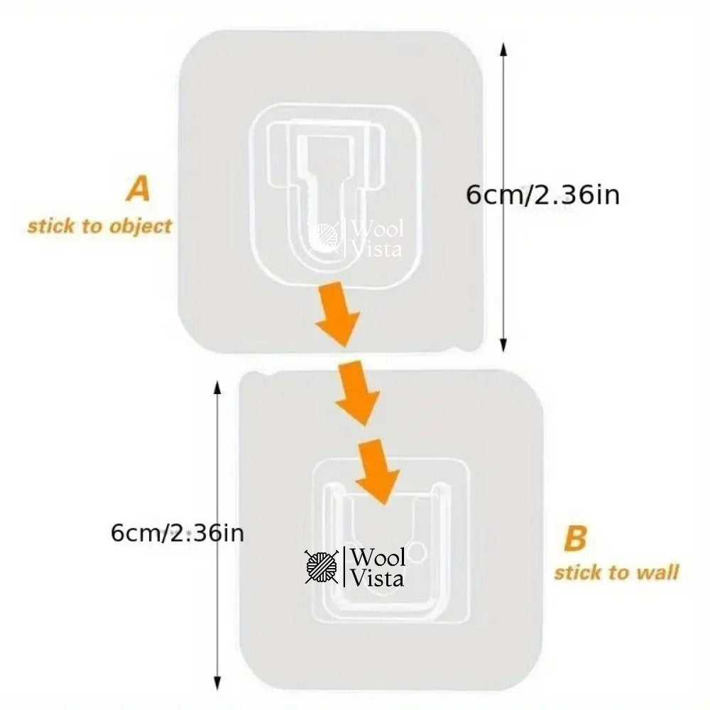 STRONG ADHESIVE WALL HOOKS (SET OF 2) – TRANSPARENT PLASTIC STORAGE HANGERS