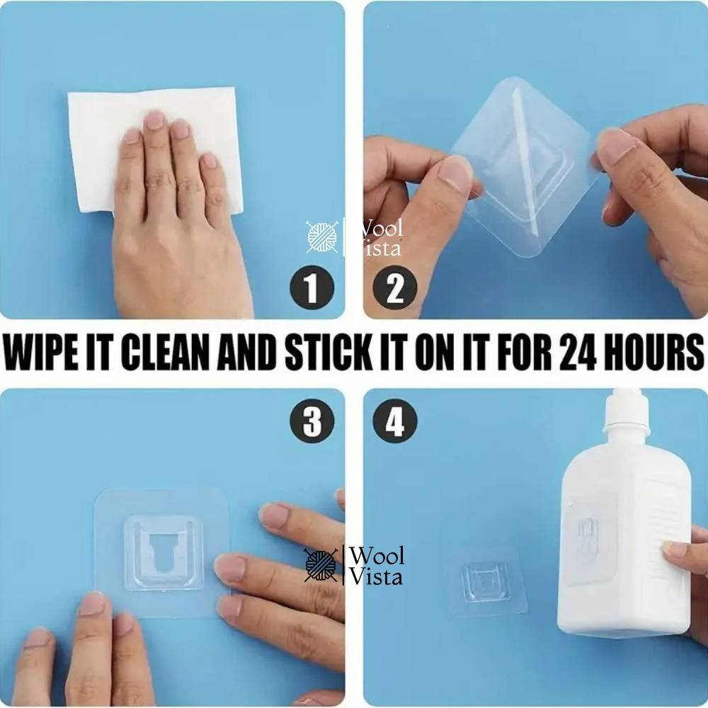 STRONG ADHESIVE WALL HOOKS (SET OF 2) – TRANSPARENT PLASTIC STORAGE HANGERS