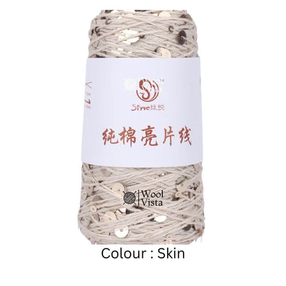 PURE COTTON GLITTER SEQUIN YARN – 160M LASER SHINY CROCHET & KNITTING YARN - 50 GRAMS