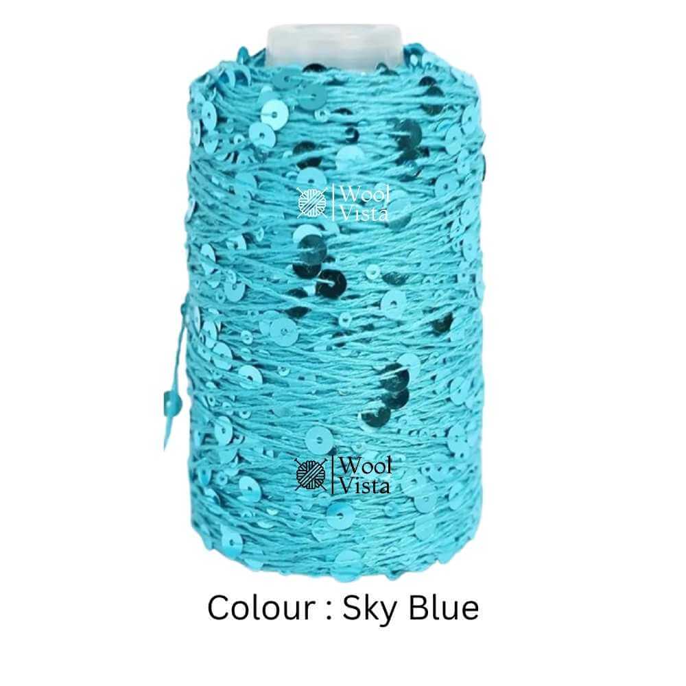 PURE COTTON GLITTER SEQUIN YARN – 160M LASER SHINY CROCHET & KNITTING YARN - 50 GRAMS