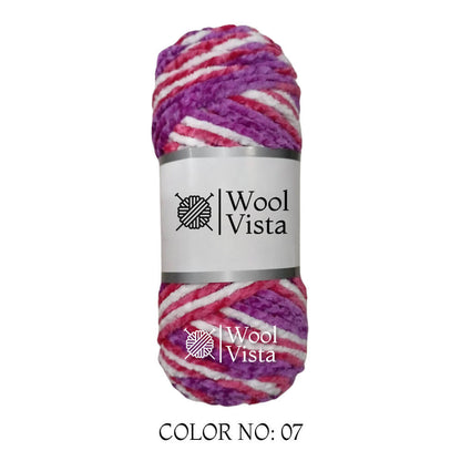 VELVET CHENILLE YARN MULTI - VELVET YARN BALL (PACK OF 5)