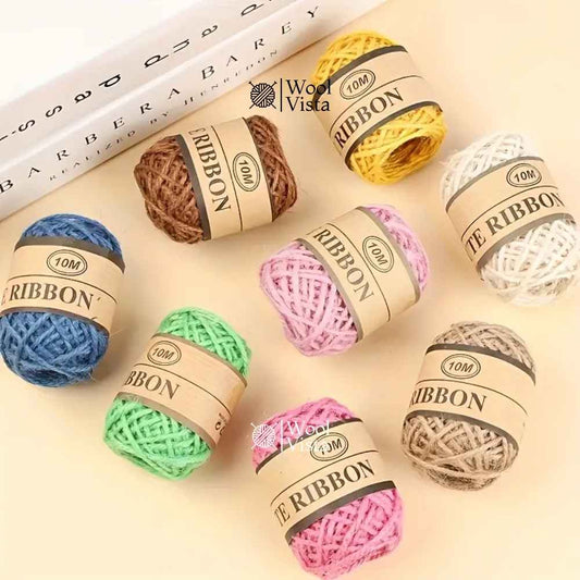 VIBRANT JUTE ROPE – MULTICOLOR CRAFT TWINE FOR DIY, GIFT WRAPPING & DECORATIONS (PACK OF 8)