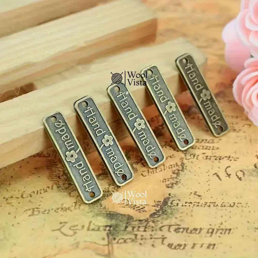 VINTAGE ALLOY HANDMADE TAGS WITH FLORAL PATTERNS – DIY WALLET, BAG & CLOTHING LABELS (1 PIECE)