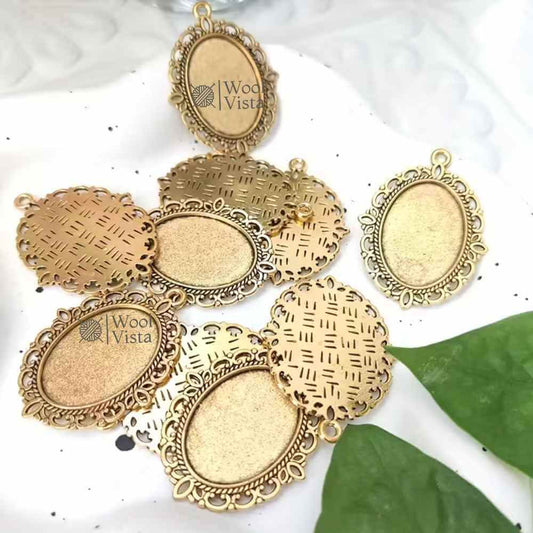 VINTAGE OVAL ALLOY PENDANT 18X25MM – RETRO GEMSTONE BASE FOR DIY NECKLACES, JEWELRY MAKING & CRAFT ACCESSORIES