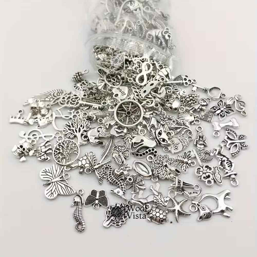 VINTAGE SILVER ALLOY CHARMS – SILVER ALLOY PENDANTS FOR DIY JEWELRY MAKING