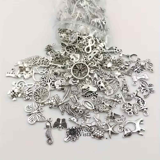 VINTAGE SILVER ALLOY CHARMS – SILVER ALLOY PENDANTS FOR DIY JEWELRY MAKING