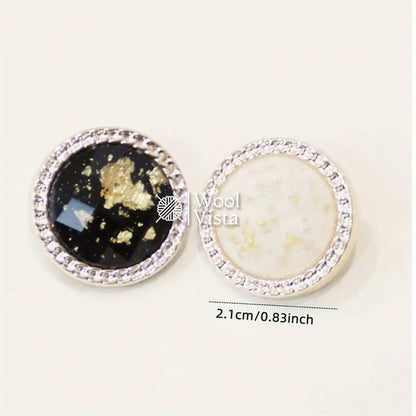 VINTAGE GOLDEN FOIL RESIN PLASTIC BUTTONS - (PACK OF 10)