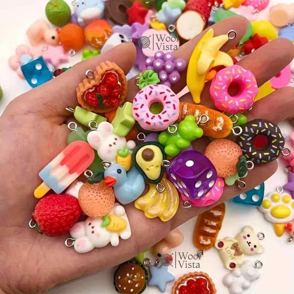 WHIMSICAL RESIN CARTOON, PLANT & FOOD SERIES CHARMS FOR JEWELRY MAKING – 10PCS DIY HANDMADE CRAFT SUPPLIES