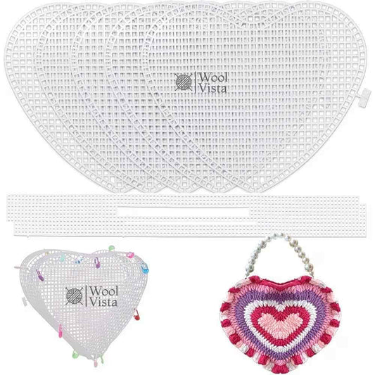 PLASTIC MESH CANVAS KIT (4PCS) – HEART & RECTANGLE GRID SHEETS FOR DIY BAG WEAVING & MESH CRAFTS