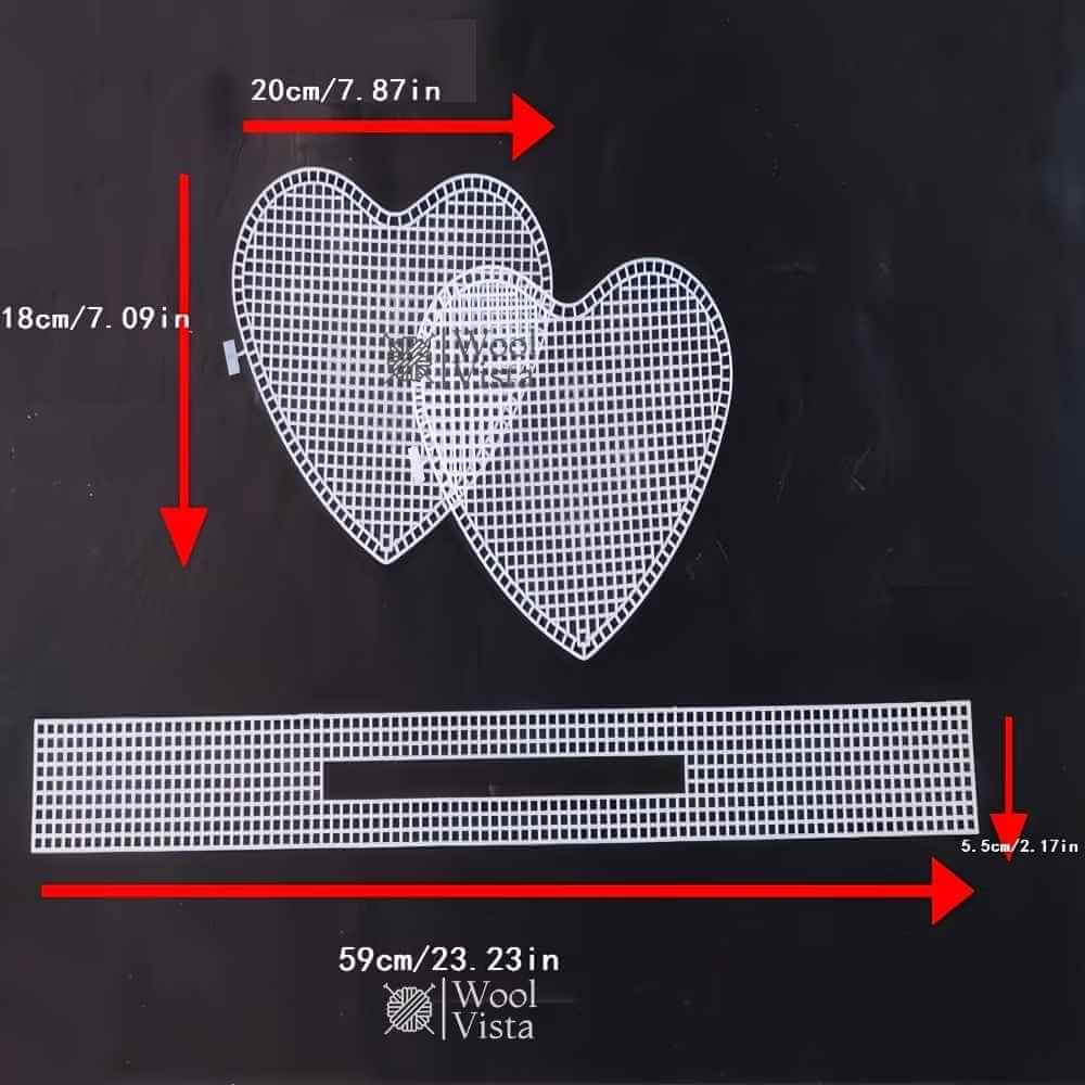 PLASTIC MESH CANVAS KIT (4PCS) – HEART & RECTANGLE GRID SHEETS FOR DIY BAG WEAVING & MESH CRAFTS