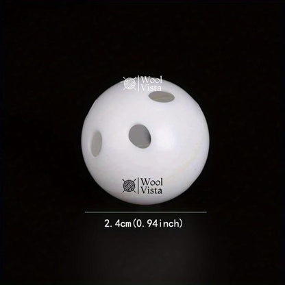 WHITE PLASTIC RATTLE BALLS 24MM – SQUEAKY CAT & SMALL PET TOY ACCESSORIES (PACK OF 5)