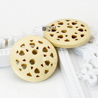 WOODEN HEART BUTTONS – VINTAGE STYLE SEWING & CRAFT ACCESSORY (PACK OF 10)