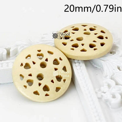WOODEN HEART BUTTONS – VINTAGE STYLE SEWING & CRAFT ACCESSORY (PACK OF 10)