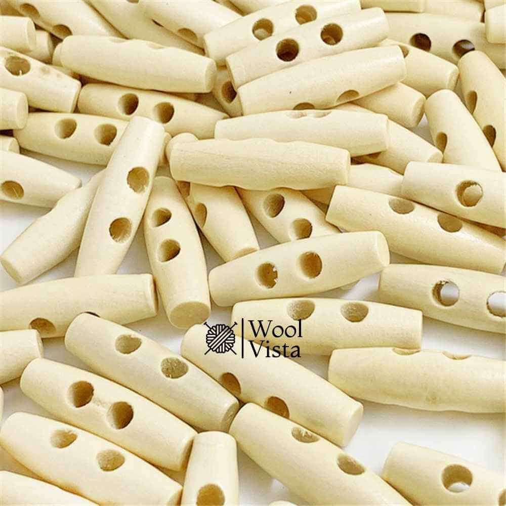 WOODEN OLIVE-SHAPED BUTTONS - TWO-HOLE BUTTONS FOR WOOL COATS AND WINDBREAKERS