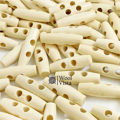 WOODEN OLIVE-SHAPED BUTTONS - TWO-HOLE BUTTONS FOR WOOL COATS AND WINDBREAKERS