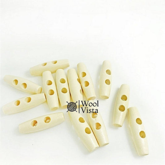 WOODEN OLIVE-SHAPED BUTTONS - TWO-HOLE BUTTONS FOR WOOL COATS AND WINDBREAKERS