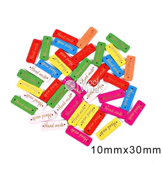 WOODEN HANDMADE TAGS MULTICOLOR- (PACK OF 10)