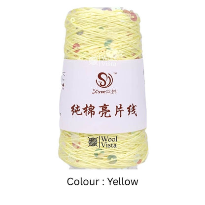 PURE COTTON GLITTER SEQUIN YARN – 160M LASER SHINY CROCHET & KNITTING YARN - 50 GRAMS