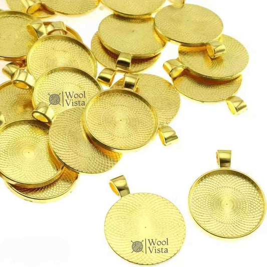 ZINC ALLOY ROUND BEZEL PENDANT TRAYS 25MM – BLANK CABOCHON SETTING BASE FOR DIY JEWELRY MAKING, CRAFTS & PHOTO JEWELRY