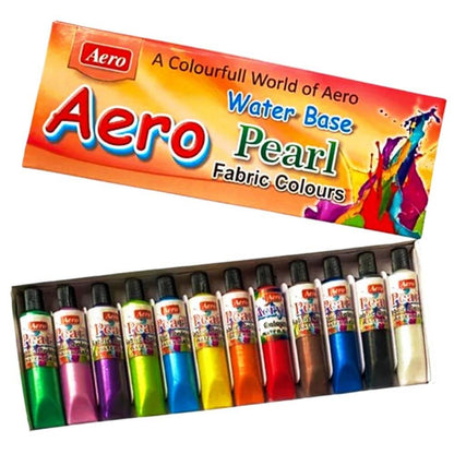 AERO PEARL FABRIC PAINT COLORS - 12 PCS