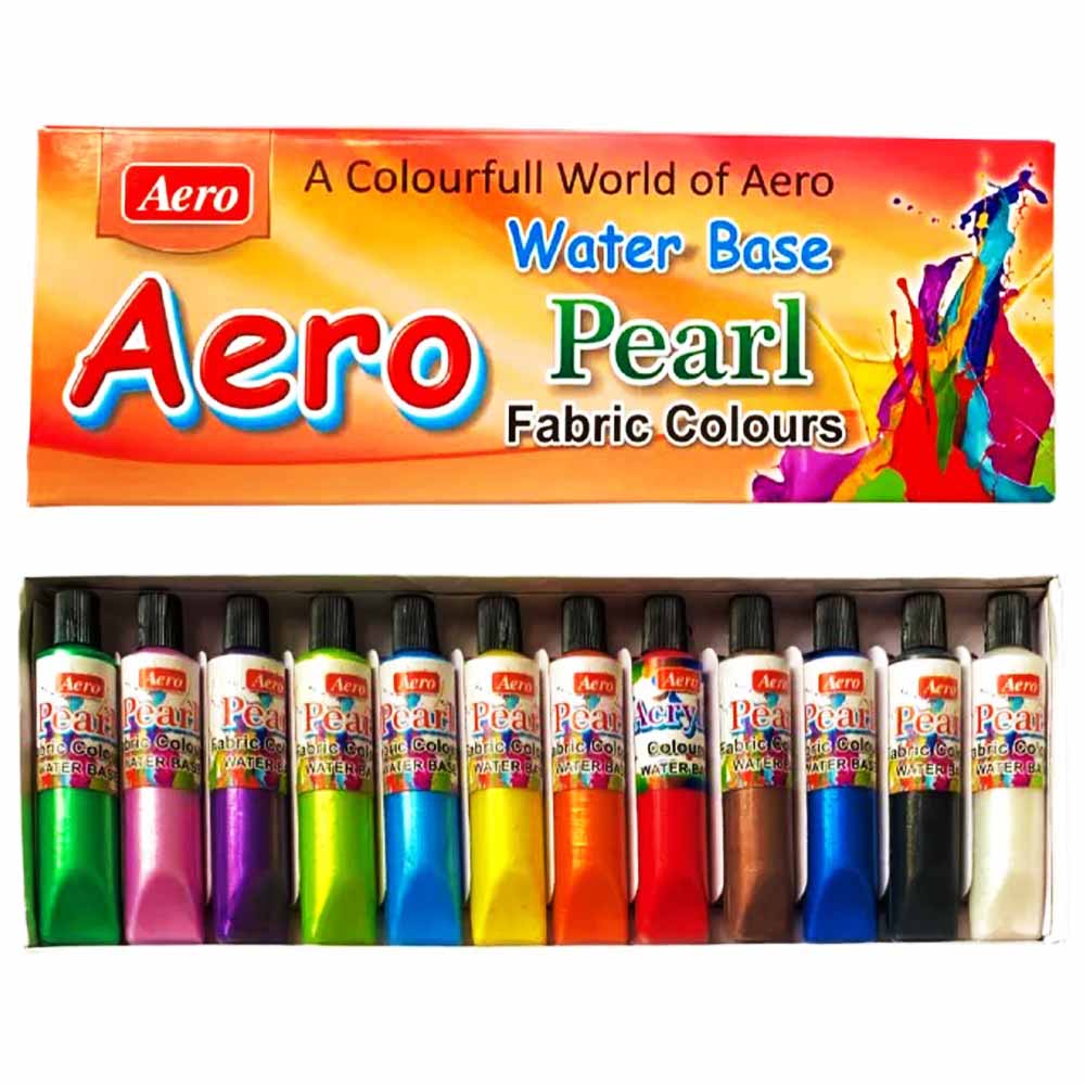 AERO PEARL FABRIC PAINT COLORS - 12 PCS