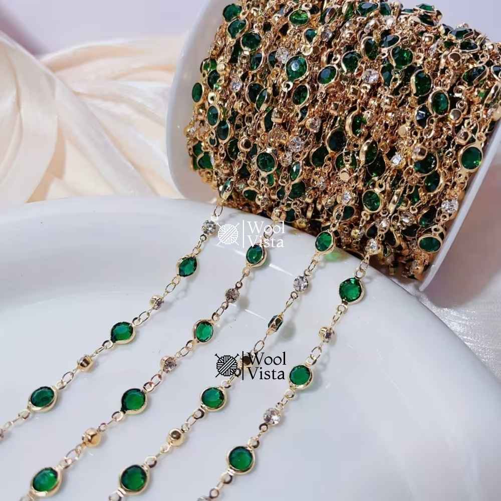 GLASS CRYSTAL BEAD COPPER CHAIN – FOR DIY NECKLACE, BRACELET & JEWELRY MAKING
