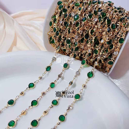 GLASS CRYSTAL BEAD COPPER CHAIN – FOR DIY NECKLACE, BRACELET & JEWELRY MAKING