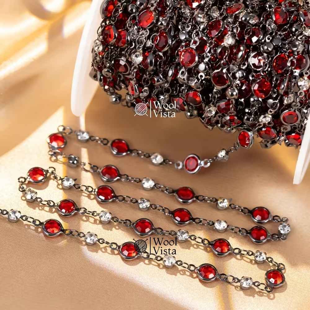 GLASS CRYSTAL BEAD COPPER CHAIN – FOR DIY NECKLACE, BRACELET & JEWELRY MAKING