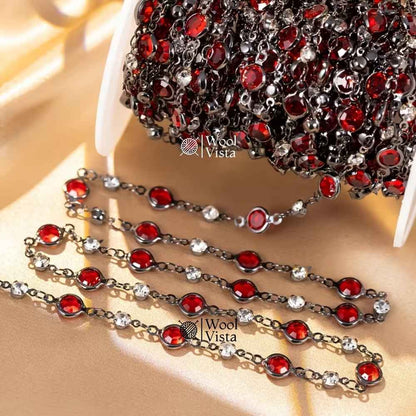 GLASS CRYSTAL BEAD COPPER CHAIN – FOR DIY NECKLACE, BRACELET & JEWELRY MAKING