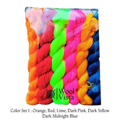 MULTI COLOR WOOLEN EMBROIDERY THREAD - PACK OF 6 THREADS