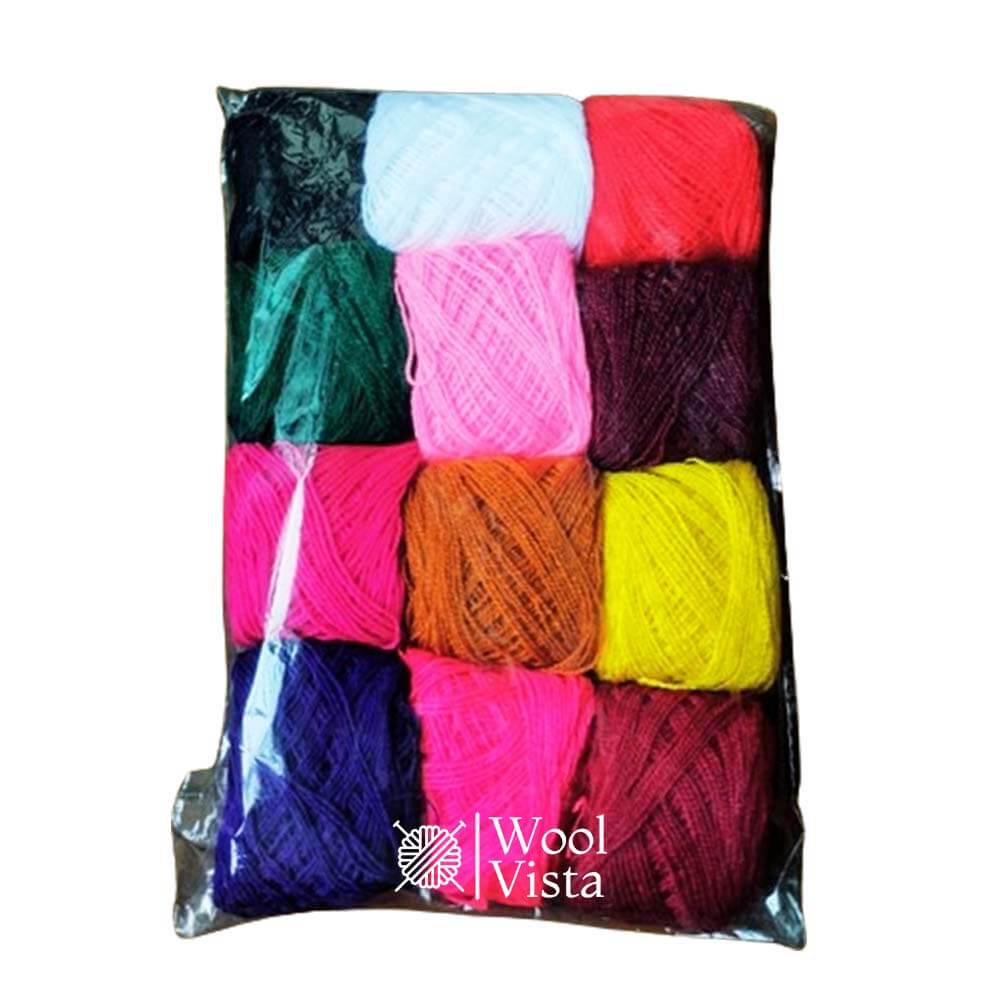 MIX MULTI COLOR WOOLEN EMBROIDERY THREAD - PACK OF 12 BALLS