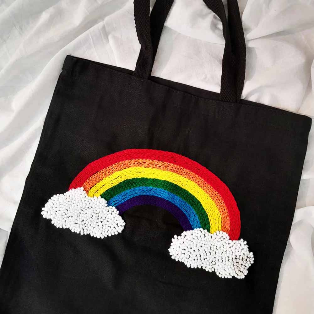 HAND EMBROIDERED TOTE CANVAS BAGS