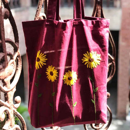 HAND EMBROIDERED TOTE CANVAS BAGS