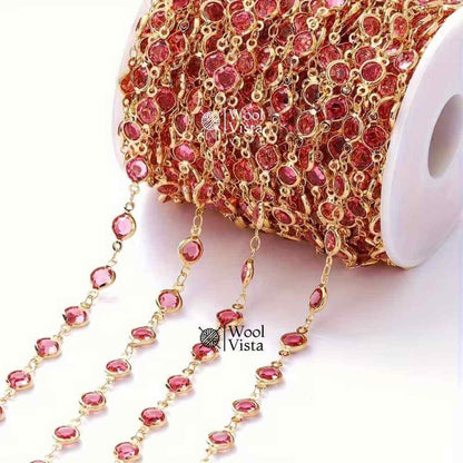 GLASS CRYSTAL BEAD COPPER CHAIN – FOR DIY NECKLACE, BRACELET & JEWELRY MAKING