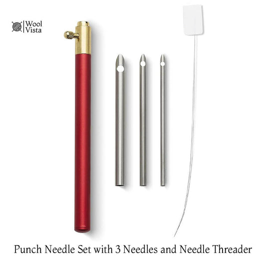 PUNCH NEEDLE SET WITH 3 NEEDLES AND NEEDLE THREADER